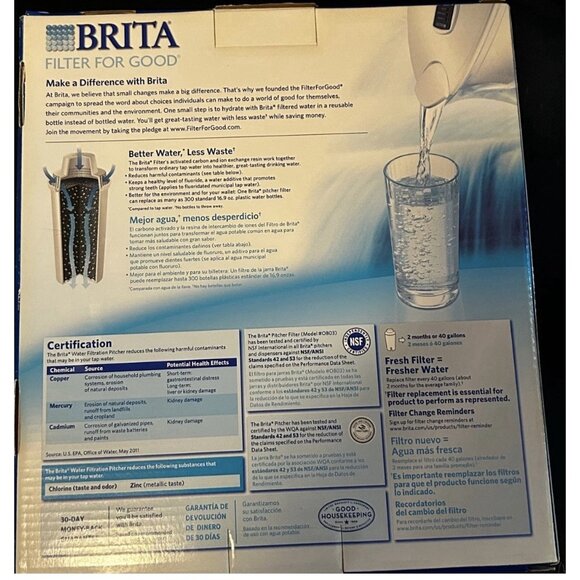 Brita 6-cup Space Saver Water Pitcher with Cartridge - Teal New in box unopened - Picture 2 of 10